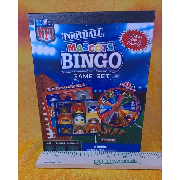 NFL Football Mascots BINGO Game Set Includes 6 Game Boards 60 Tokens 2-6 Players - Picture 9 of 10